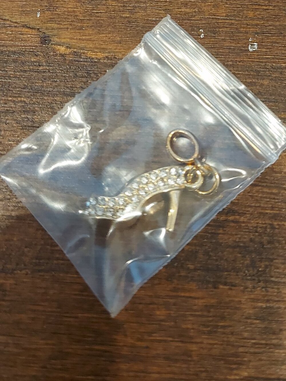 Effy Gold Toned High Heel Shoe Charm or Pendant with Faux Diamond Accents